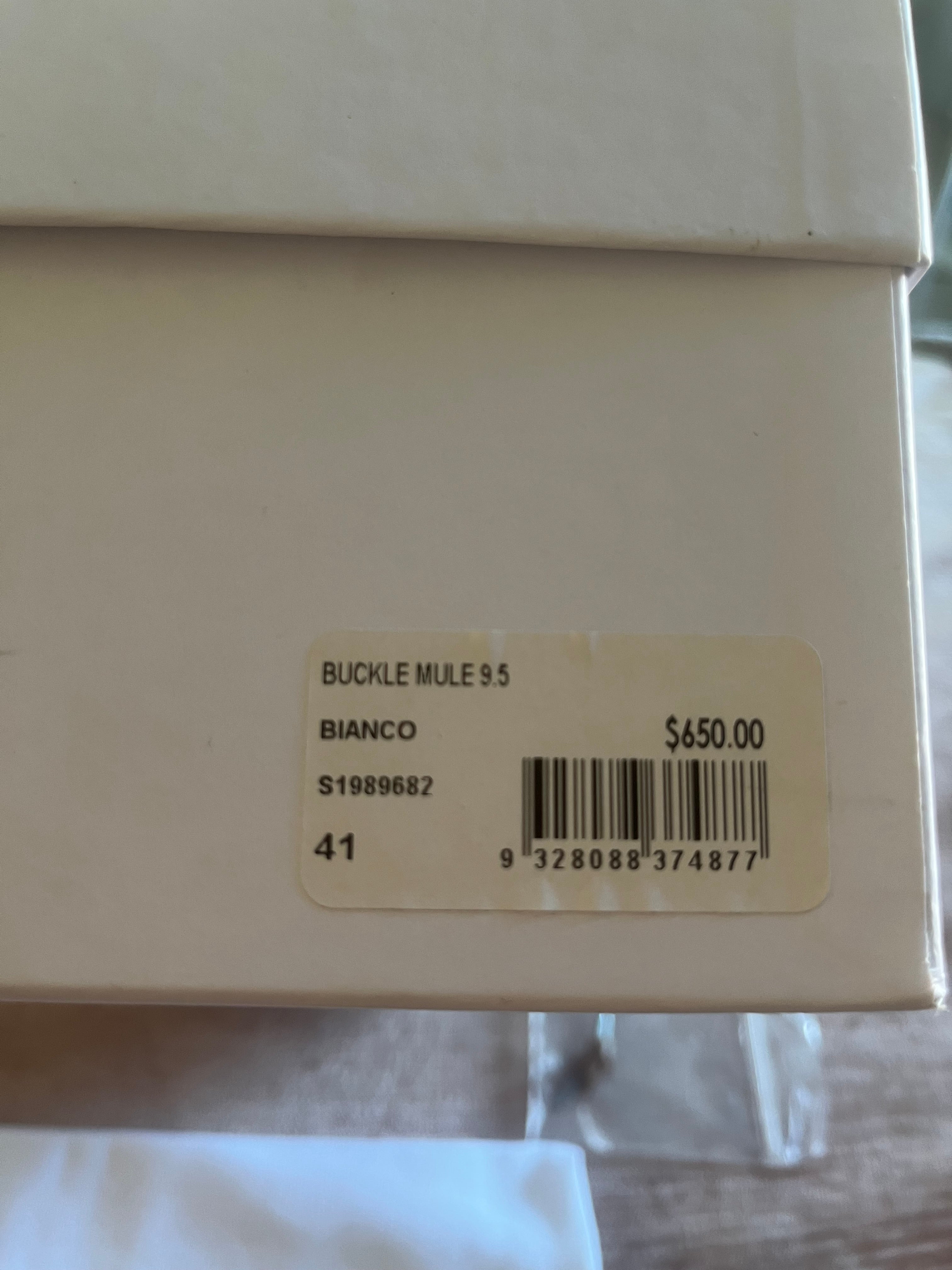SCANLAN THEODORE White Bianco Buckle Mule Heel. BNIB. Sz 9.5/41
