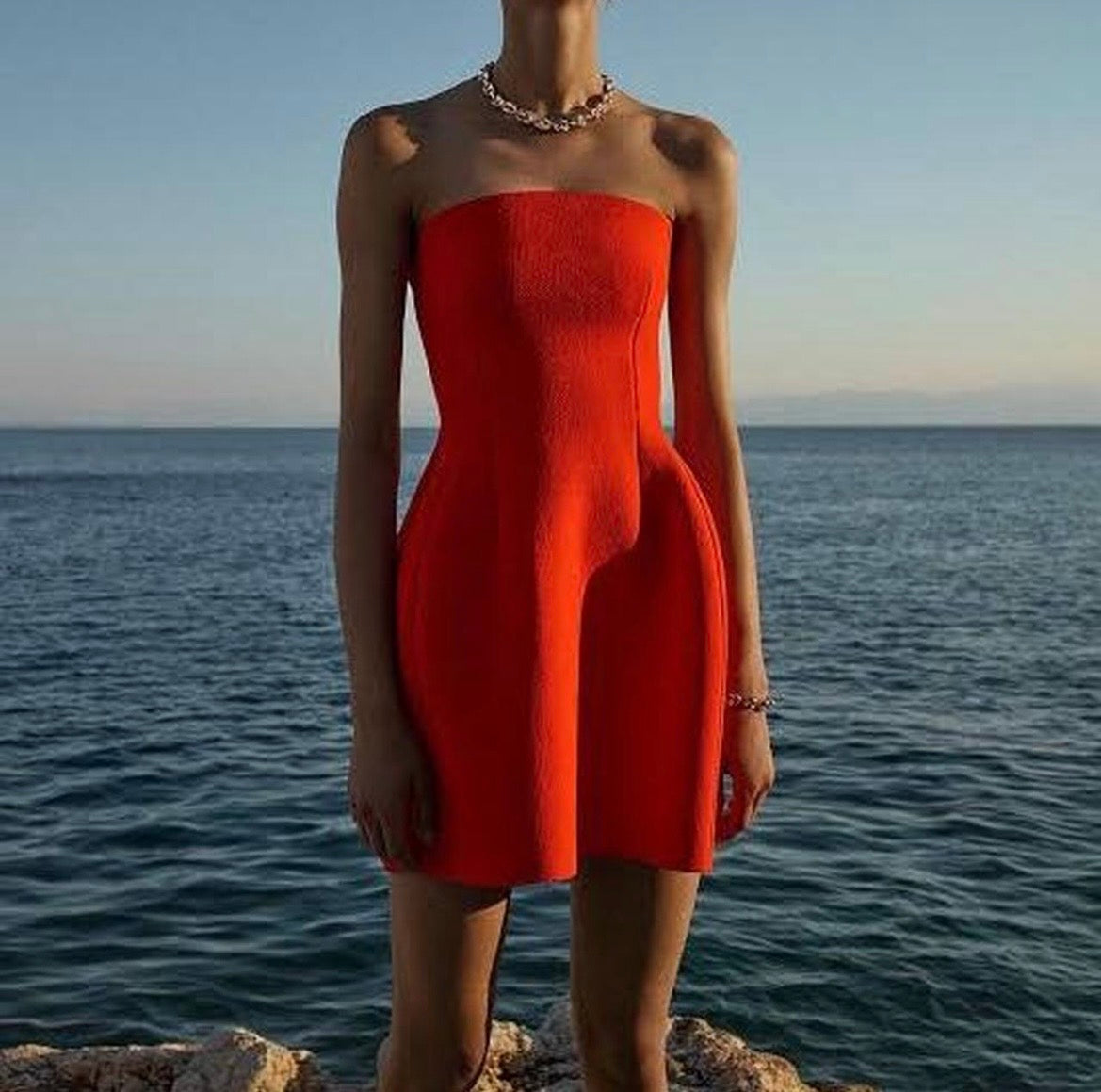 SCANLAN THEODORE Crepe Knit Peplum Mini Dress. Sz L