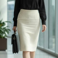 CARLA ZAMPATTI Ivory Crepe Pencil Skirt. Sz 10