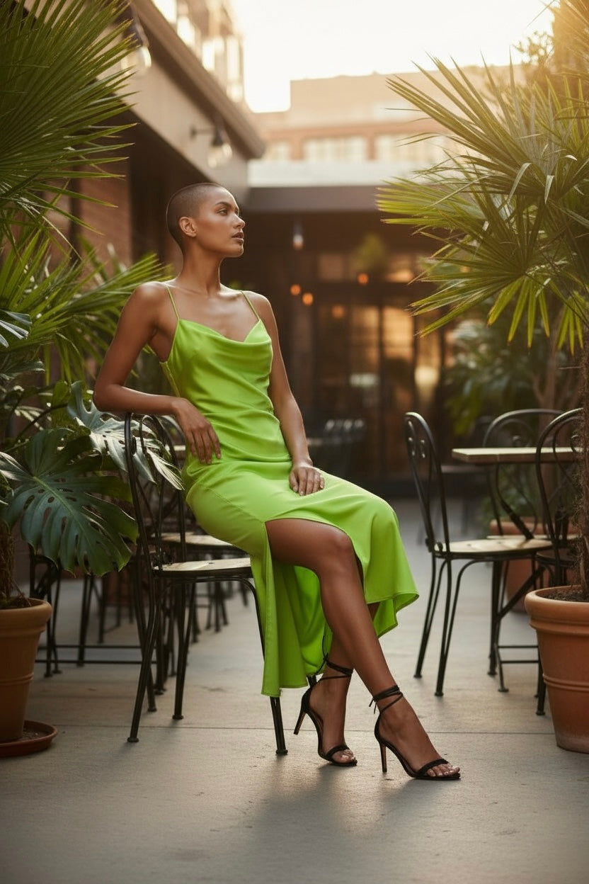 MISHA Alden Satin Midi Dress. Sz S