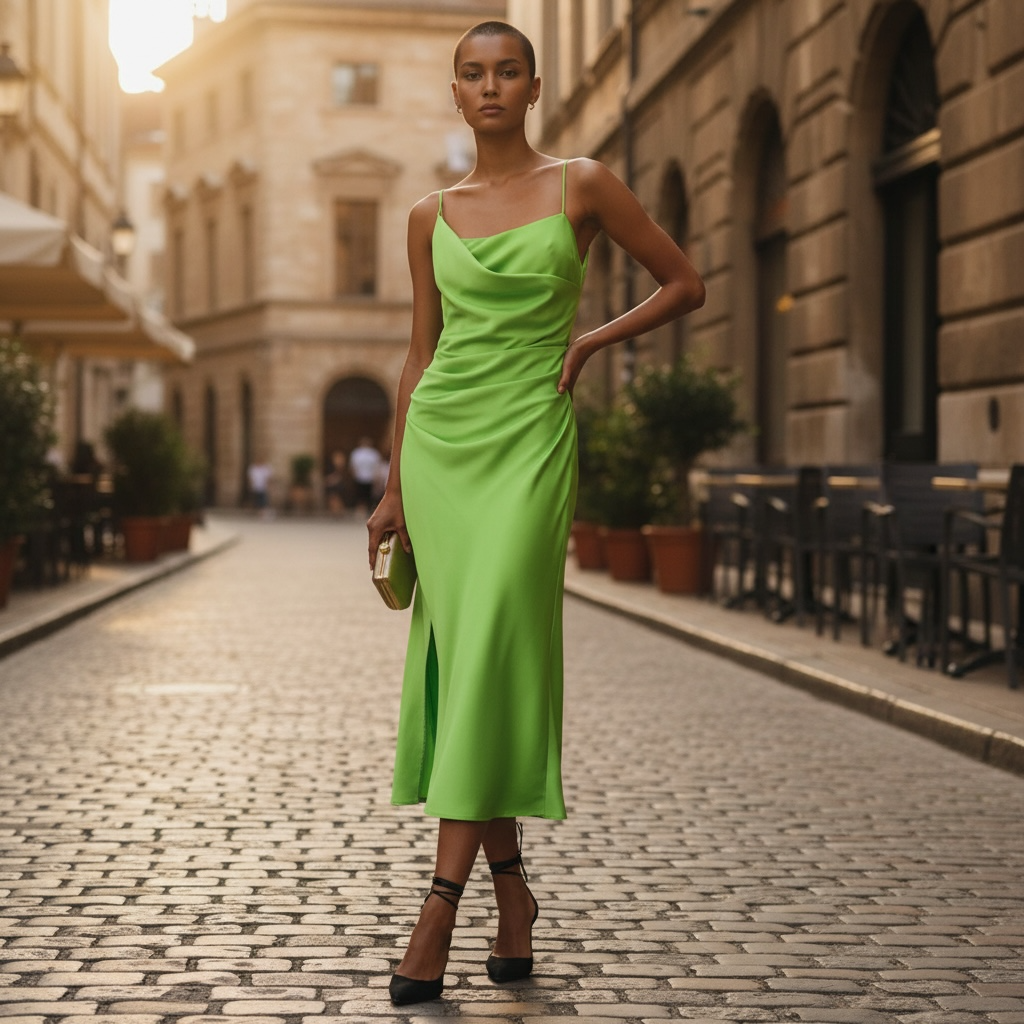 MISHA Alden Satin Midi Dress. Sz S