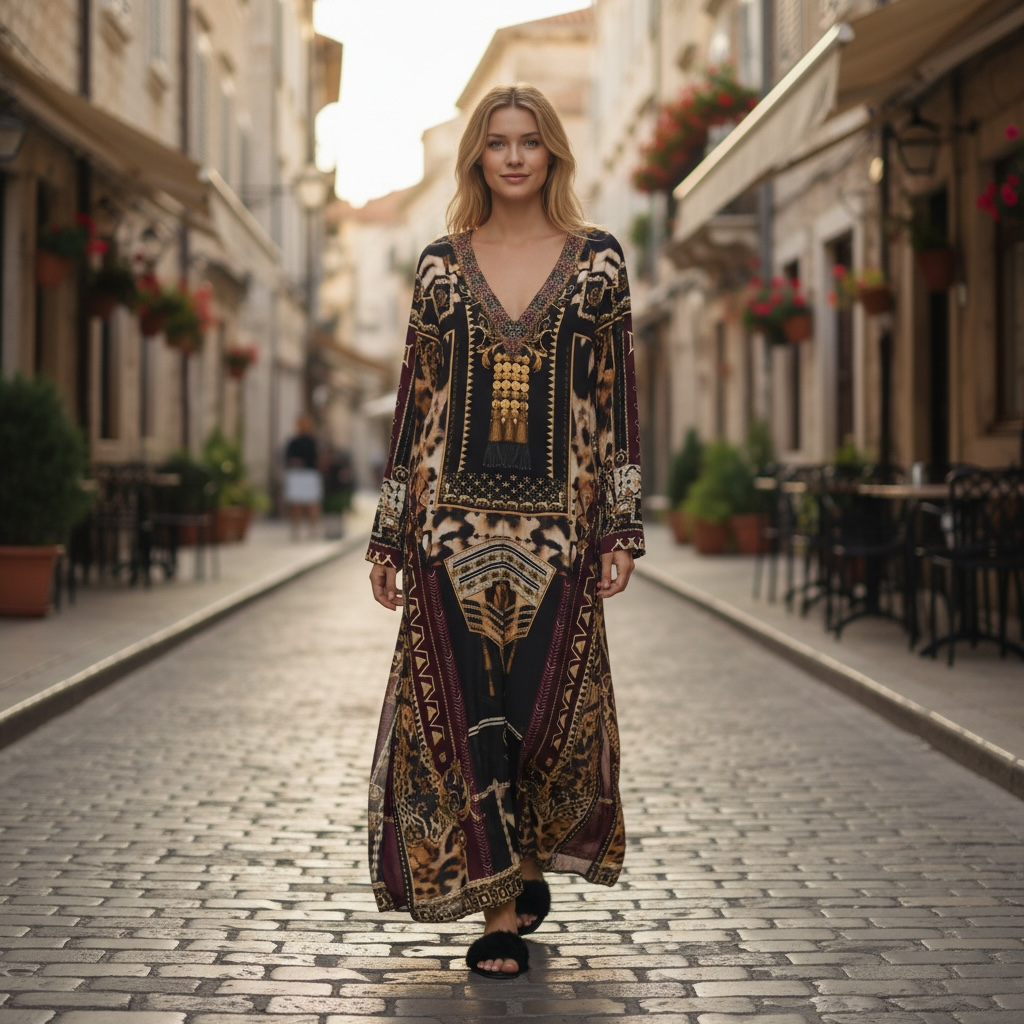 CAMILLA Desert Dreams Long Sleeve Maxi Dress - Sz L/XL (12-18)