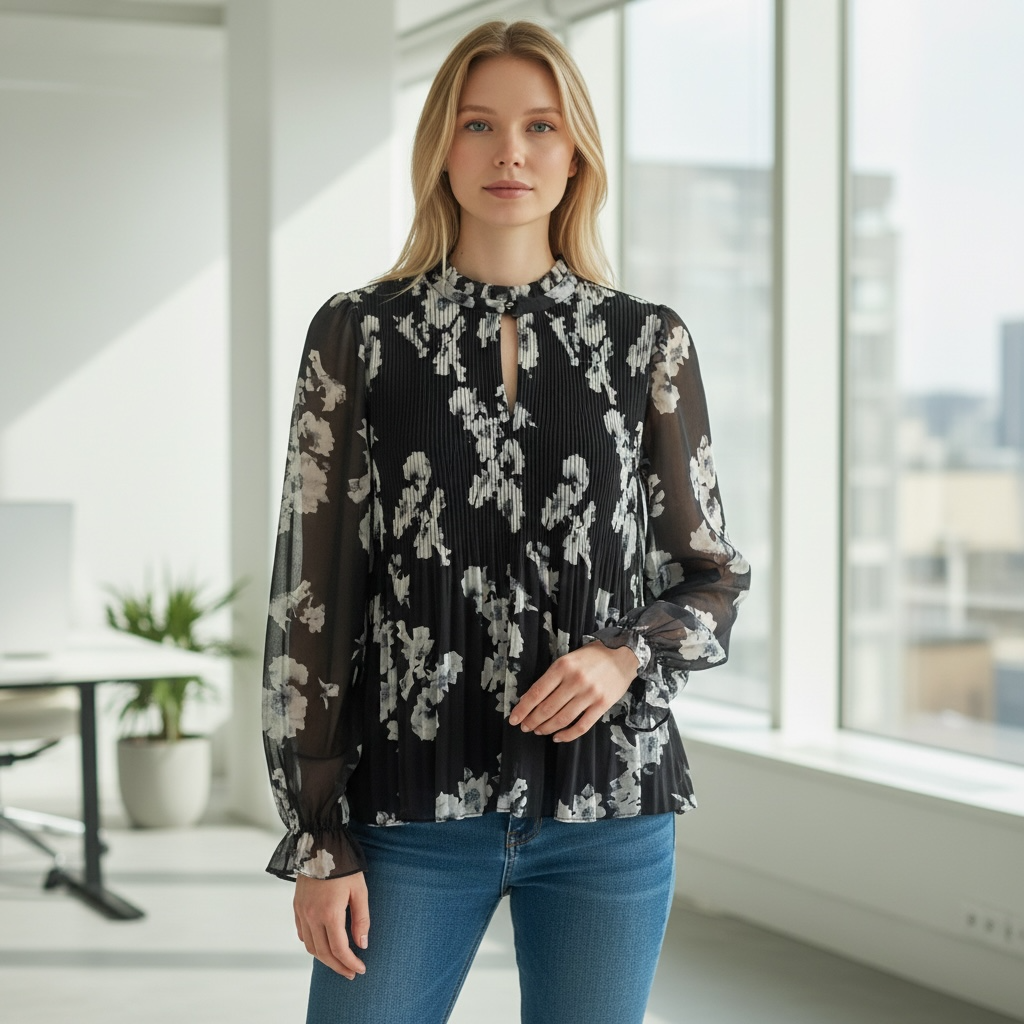 WITCHERY Plisse Pleat Georgette Blouse. Sz 10