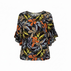 TRENERY Tropical Print Ruffle Sleeve blouse. Sz M