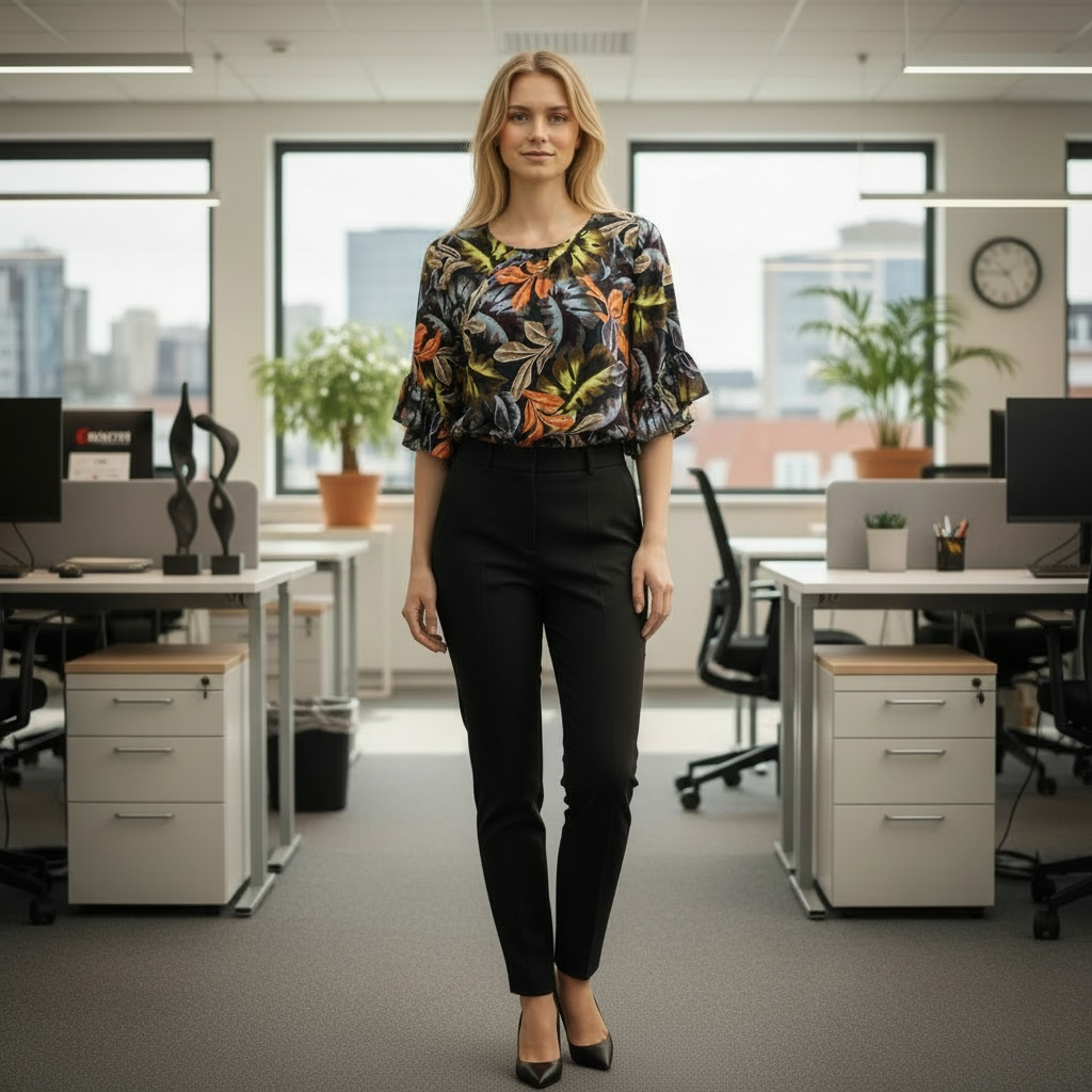 TRENERY Tropical Print Ruffle Sleeve blouse. Sz M