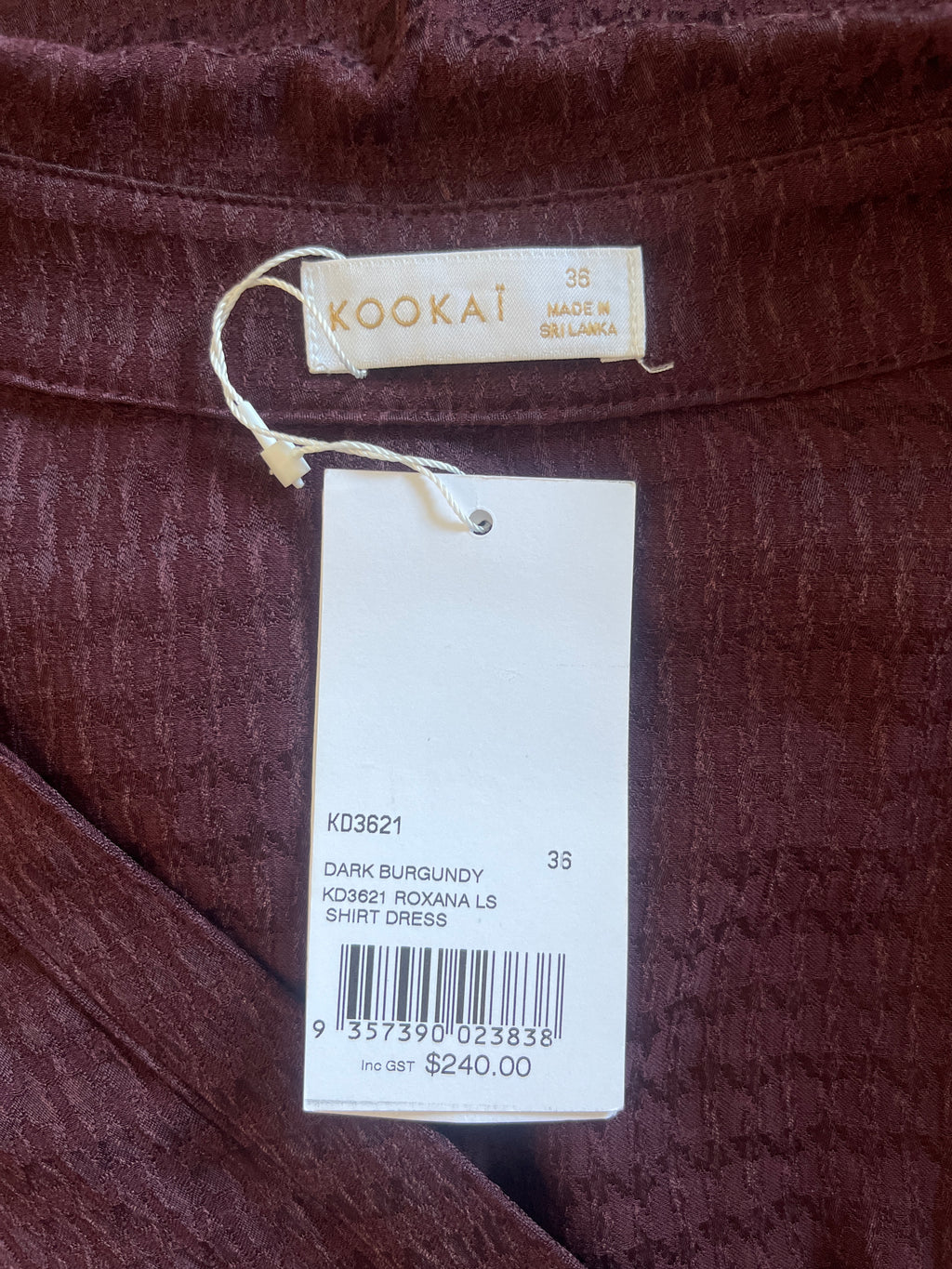 KOOKAI Roxana LS Shirt Dress. BNWT. Sz 8